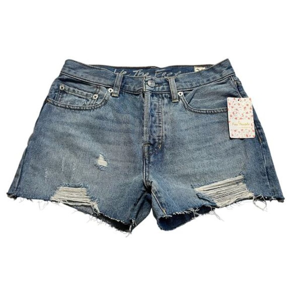 We The Free Denim Cutoff Shorts Size 26 Distressed Buttonfly NWT